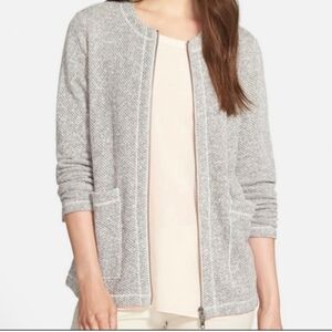 Eileen Fisher Organic Cotton Heatered Zip Up cardigan